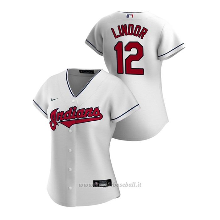 Maglia Baseball Donna Cleveland Indians Francisco Lindor 2020 Replica Primera Bianco